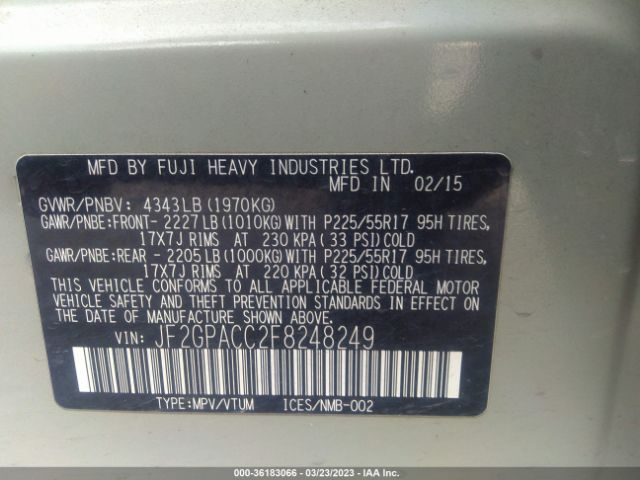JF2GPACC2F8248249 Subaru Xv Crosstrek Premium