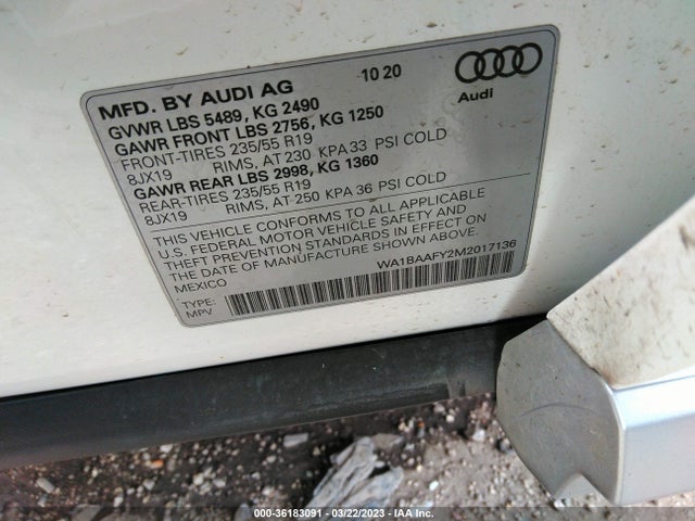 WA1BAAFY2M2017136 Audi Q5 Premium Plus