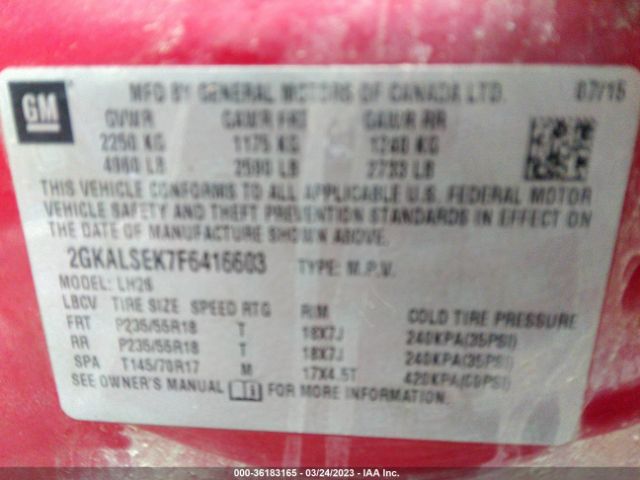 2GKALSEK7F6416603 GMC Terrain Slt