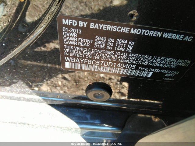 2013 BMW 7 SERIES 750LI XDRIVE VIN: WBAYF8C57DD140405