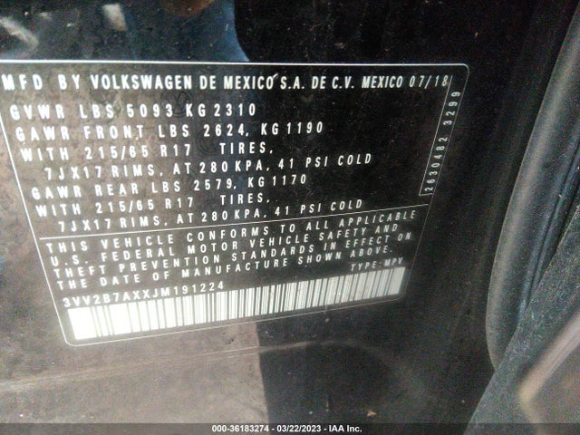 3VV2B7AXXJM191224 Volkswagen Tiguan Sel/se