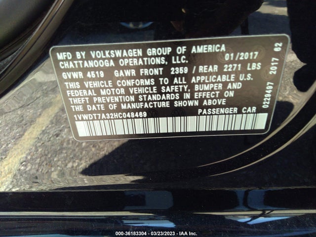 1VWDT7A32HC048469 Volkswagen Passat R-line W/comfort Pkg