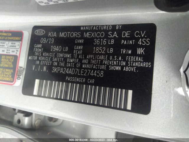 3KPA24AD7LE274458 KIA RIO S