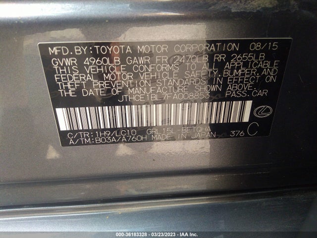 2015 Lexus GS, VIN: JTHCE1BL7FA008853
