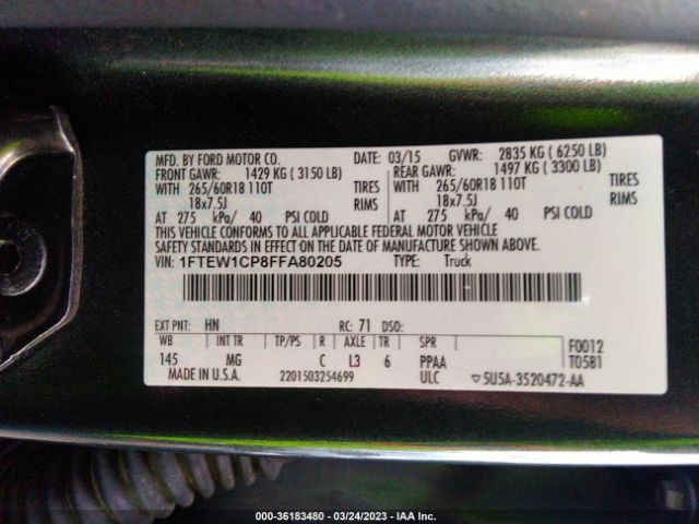 1FTEW1CP8FFA80205 Ford F-150 Xl/lariat/xlt