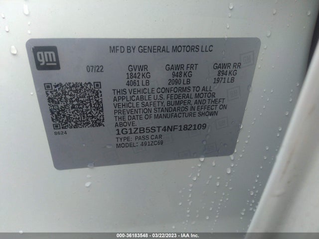 Chevrolet MALIBU LS 2022 1G1ZB5ST4NF182109 Image 9