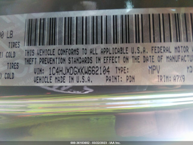 1C4HJXDGXKW662104 Jeep Wrangler Unlimited Sport S