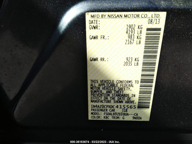 2013 NISSAN LEAF S VIN: 1N4AZ0CPXDC415565