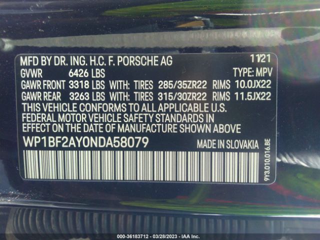 WP1BF2AY0NDA58079 Porsche Cayenne Turbo