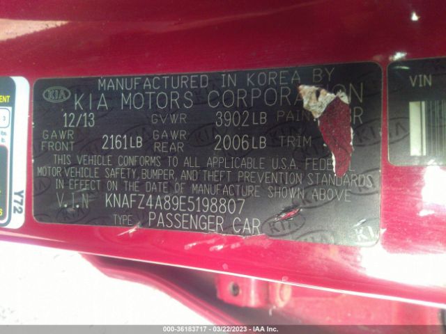 KNAFZ4A89E5198807 KIA FORTE EX