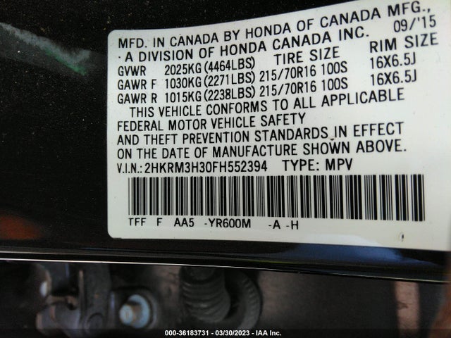 Honda CR-V LX 2015 2HKRM3H30FH552394 Image 11