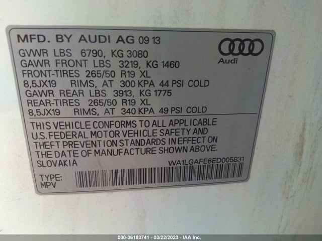 WA1LGAFE6ED005831 Audi Q7 3.0t Premium Plus