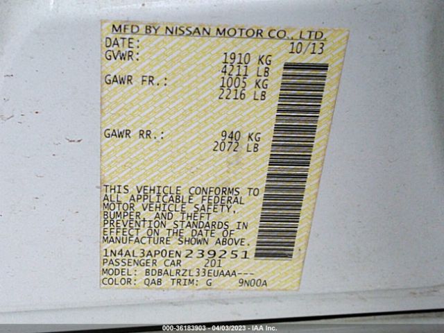 1N4AL3AP0EN239251 Nissan Altima 2.5 S