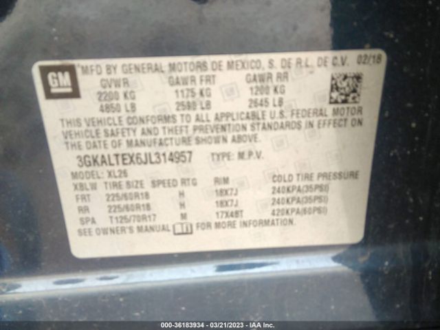 3GKALTEX6JL314957 GMC Terrain Sle