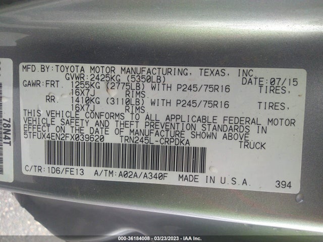 Toyota TACOMA 2015 5TFUX4EN2FX039620 Image 9