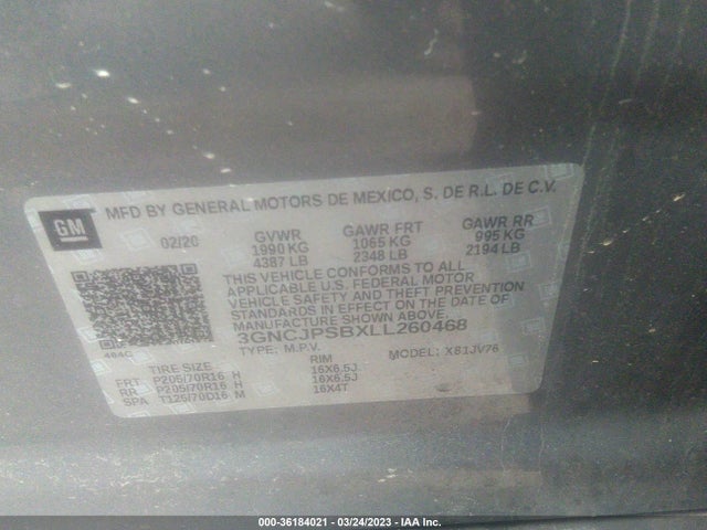 Chevrolet Trax Lt 2020 3GNCJPSBXLL260468 Image 9