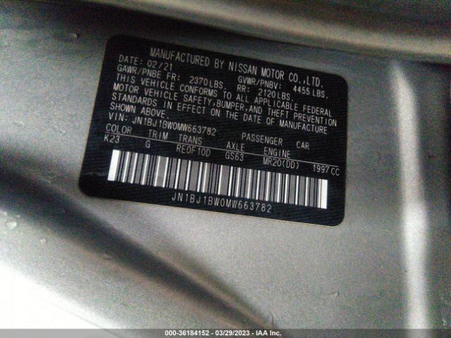 JN1BJ1BW0MW663782 Nissan Rogue Sport Sv