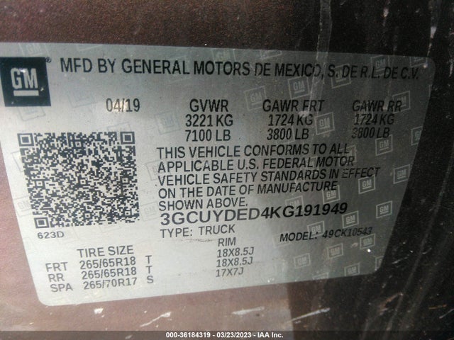 Chevrolet Silverado 1500 Lt 2019 3GCUYDED4KG191949 Image 9