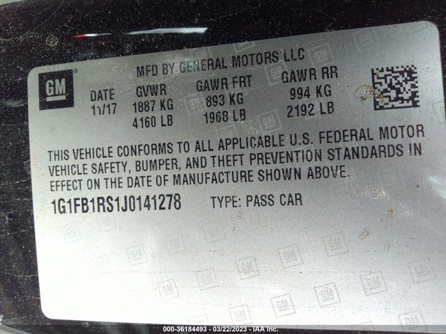 Chevrolet Camaro 1lt 2018 1G1FB1RS1J0141278 Image 9