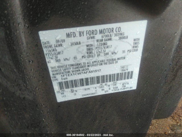 2010 FORD F-150 XL/STX VIN: 1FTEX1CW7AFA51517