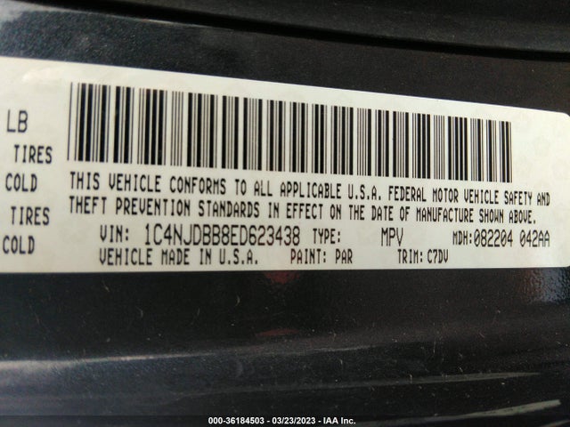 Jeep Compass Sport 2014 1C4NJDBB8ED623438 Image 10