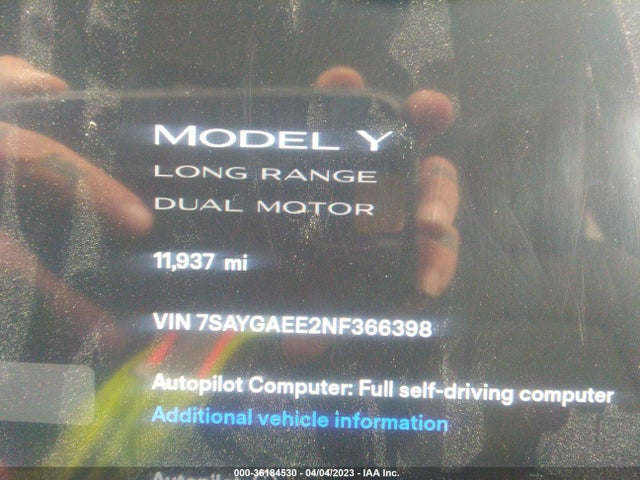 7SAYGAEE2NF366398 Tesla Model Y Long Range