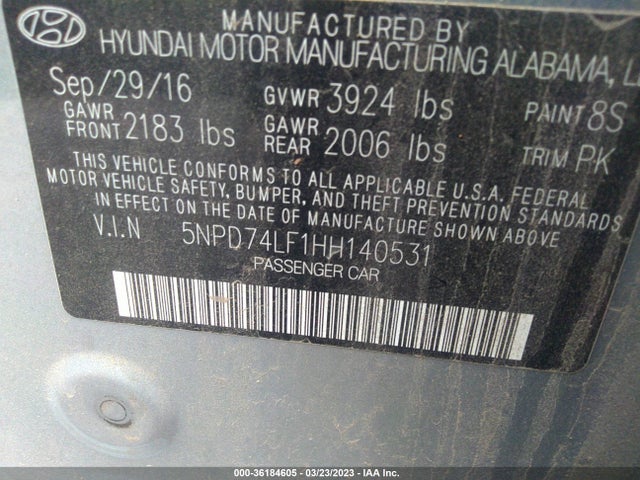 Hyundai ELANTRA SE 2017 5NPD74LF1HH140531 Image 9