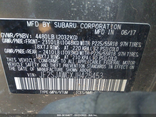 JF2SJAWCXJH425453 Subaru Forester Touring