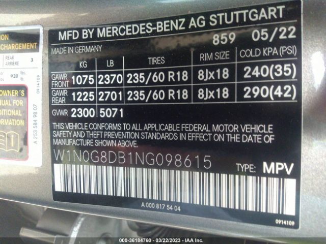 W1N0G8DB1NG098615 Mercedes-Benz Glc Glc 300