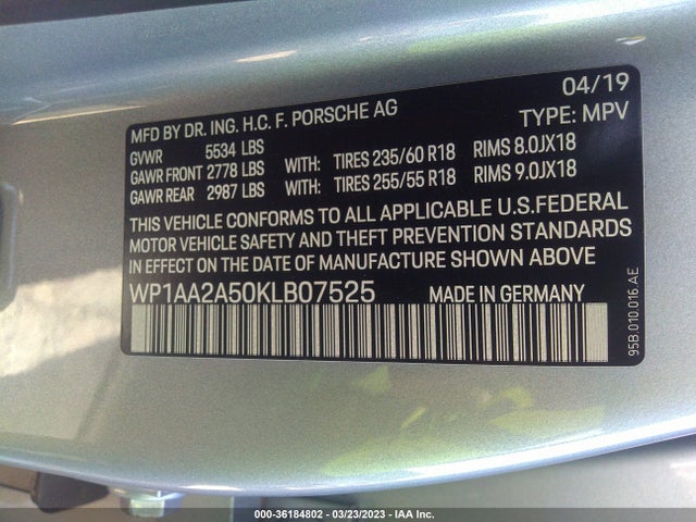 2019 Porsche Macan, VIN: WP1AA2A50KLB07525