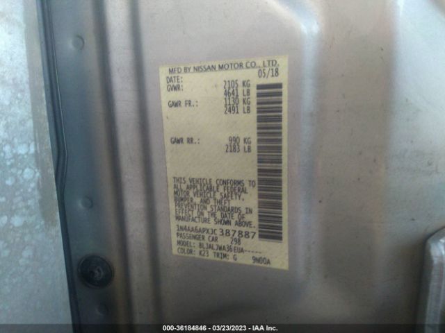 1N4AA6APXJC387887 Nissan MAXIMA SV