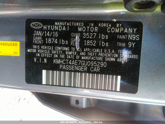 Hyundai ACCENT SE 2016 KMHCT4AE7GU095290 Image 9