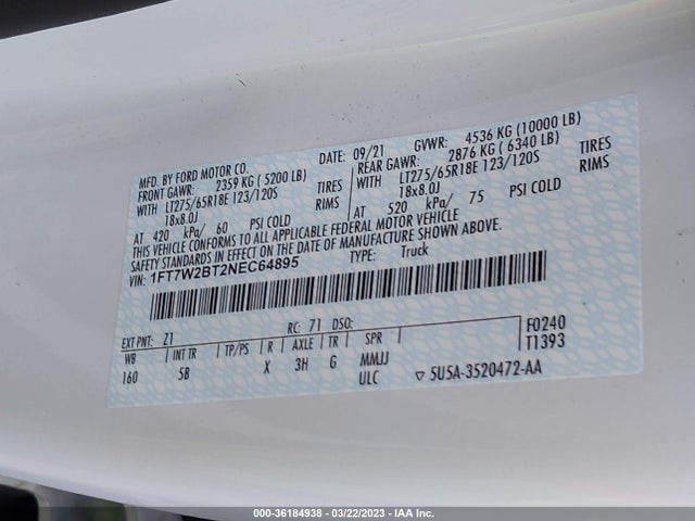2022 Ford F-250, VIN: 1FT7W2BT2NEC64895