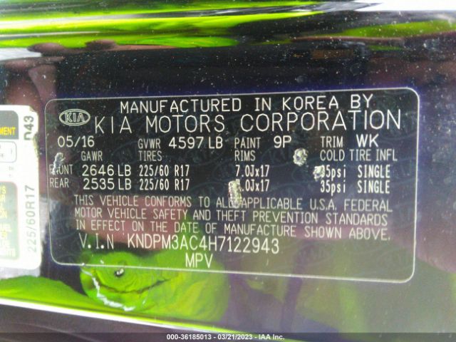 KNDPM3AC4H7122943 KIA Sportage Lx