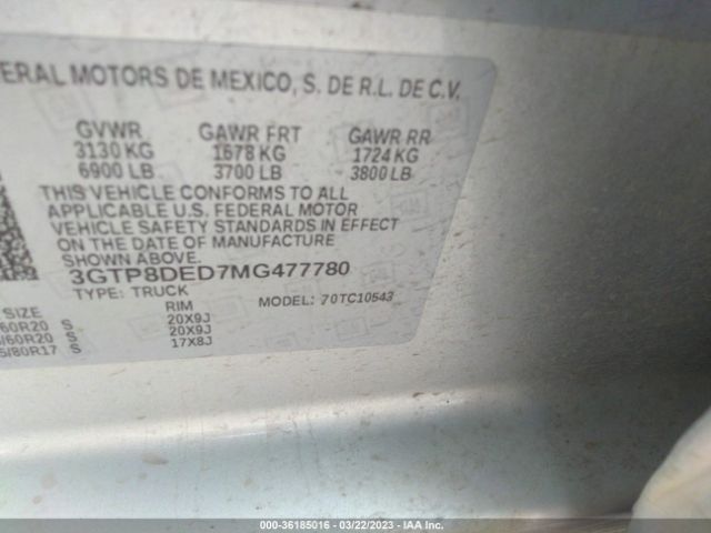 3GTP8DED7MG477780 GMC Sierra 1500 Slt