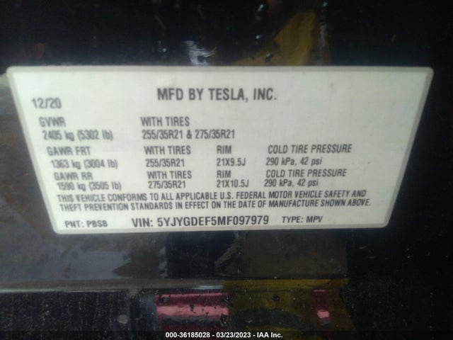 Tesla Model Y Performance 2021 5YJYGDEF5MF097979 Image 9
