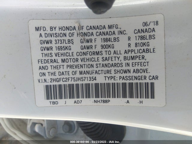 Honda Civic Sedan Ex 2018 2HGFC2F75JH571354 Image 10