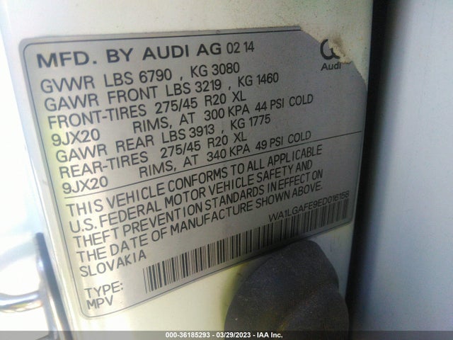WA1LGAFE9ED016158 Audi Q7 3.0t Premium Plus