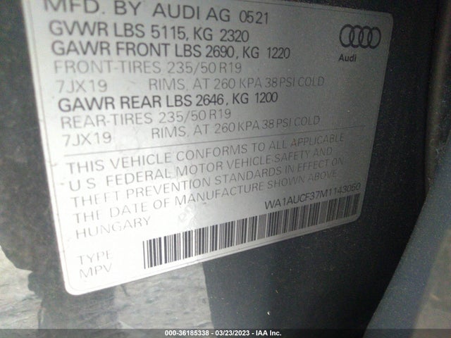 WA1AUCF37M1143050 Audi Q3 PREMIUM