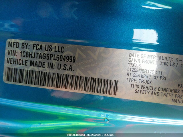 Jeep Gladiator Willys 2023 1C6HJTAG6PL504999 Image 10