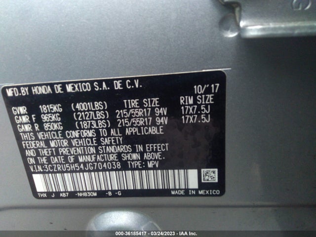 Honda HR-V EX 2018 3CZRU5H54JG704038 Image 12