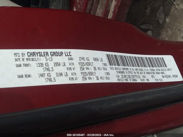 2013 CHRYSLER TOWN & COUNTRY TOURING VIN: 2C4RC1BG1DR775191