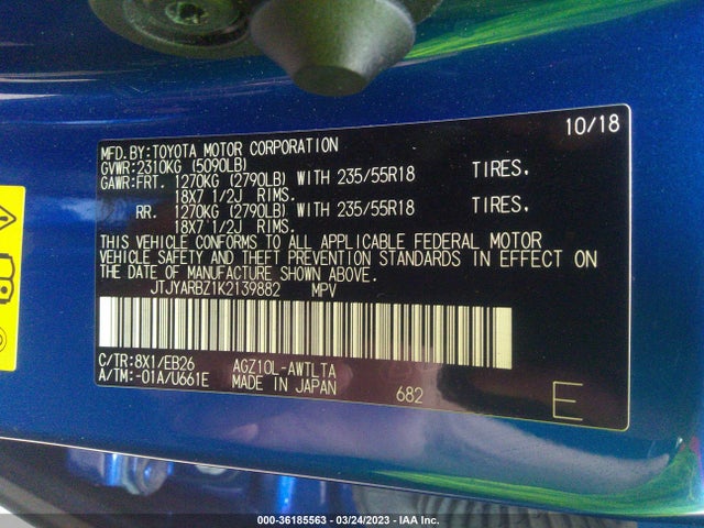 JTJYARBZ1K2139882 Lexus NX