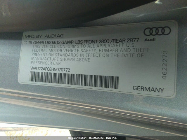WAU22AFC8HN070772 Audi A7 Prestige