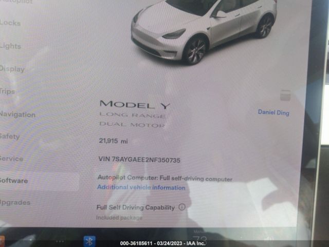 7SAYGAEE2NF350735 Tesla Model Y Long Range