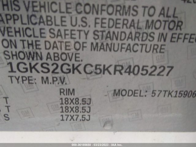 1GKS2GKC5KR405227 GMC Yukon Xl Slt
