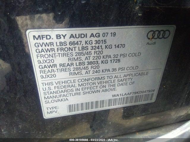 WA1LAAF79KD047926 Audi Q7 Premium Plus
