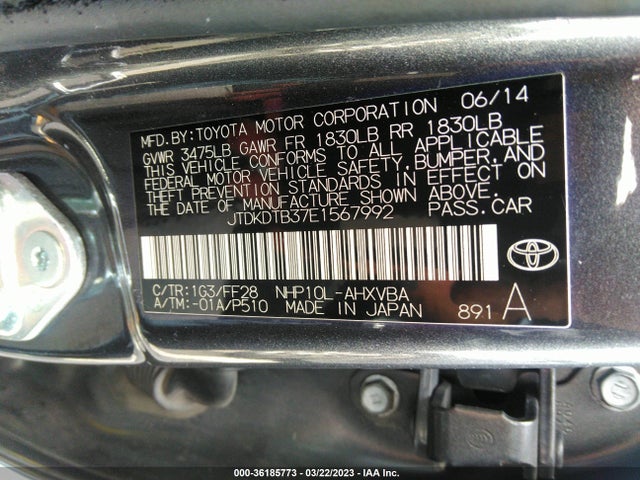 Toyota Prius C One/three/two/four 2014 JTDKDTB37E1567992 Image 11