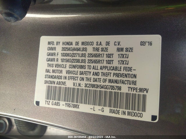 Honda CR-V EX 2016 3CZRM3H54GG705798 Image 9