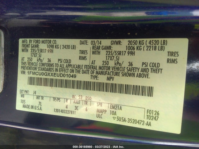 Ford ESCAPE SE 2014 1FMCU0GXXEUD01049 Image 10